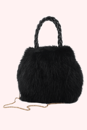 Braided furry bag - Zwart