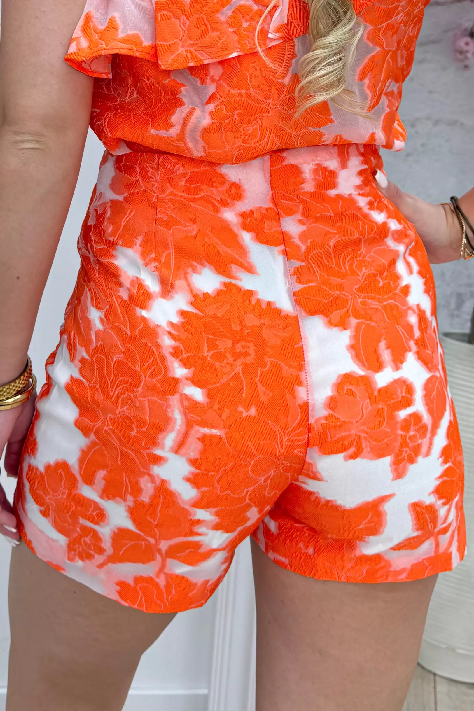 Flirty flower short - Oranje