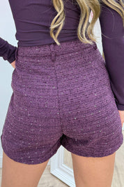 Twinkle tweed short - Berry purple