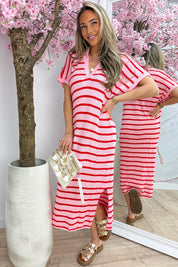 Pretty in paradise stripe dress - Rood