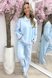 Comfy club stripe co-ord - Sky blue