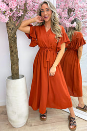 Rio ruffle maxi dress - Roest
