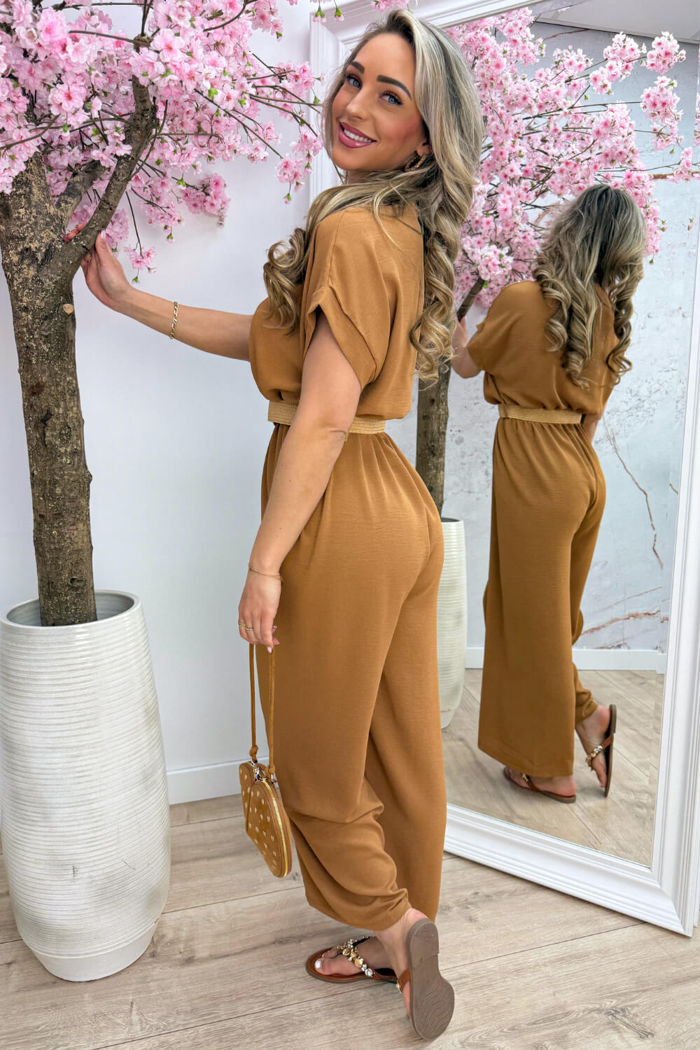 Portofino jumpsuit (Incl. riem) - Camel