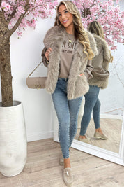 Furry feelings gilet - Taupe