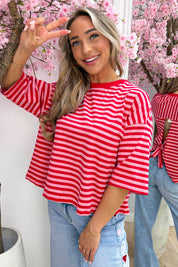 Bow stripe topje - Rood