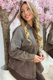 Diamond Denim Blouse Me213 - Brown