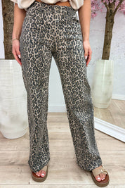 Spot on leopard dad fit jeans - Taupe