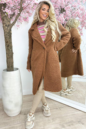 Snuggle up teddy trenchcoat - Cognac