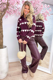This must be love zipper trui - Bordeaux