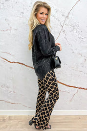 Merry & bright paillet blouse - Zwart
