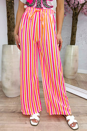 Striped flowy pants - Fuchsia
