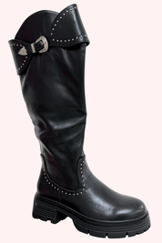 Studded leather boots - Zwart