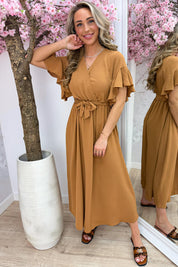 Rio ruffle maxi dress - Camel