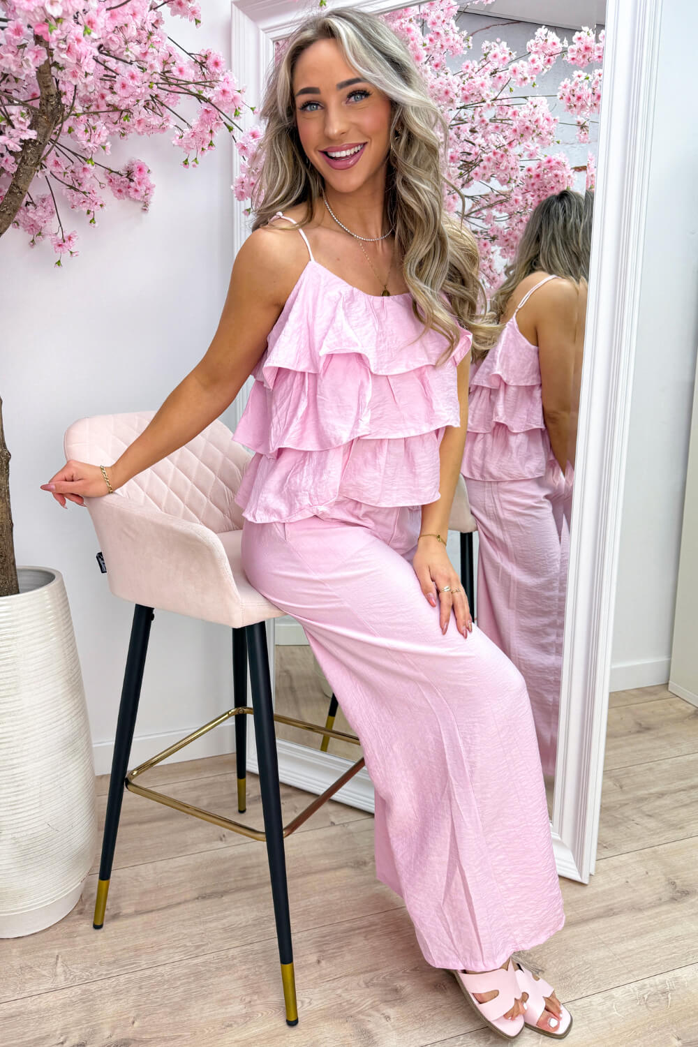 Ruffle glow co-ord - Roze