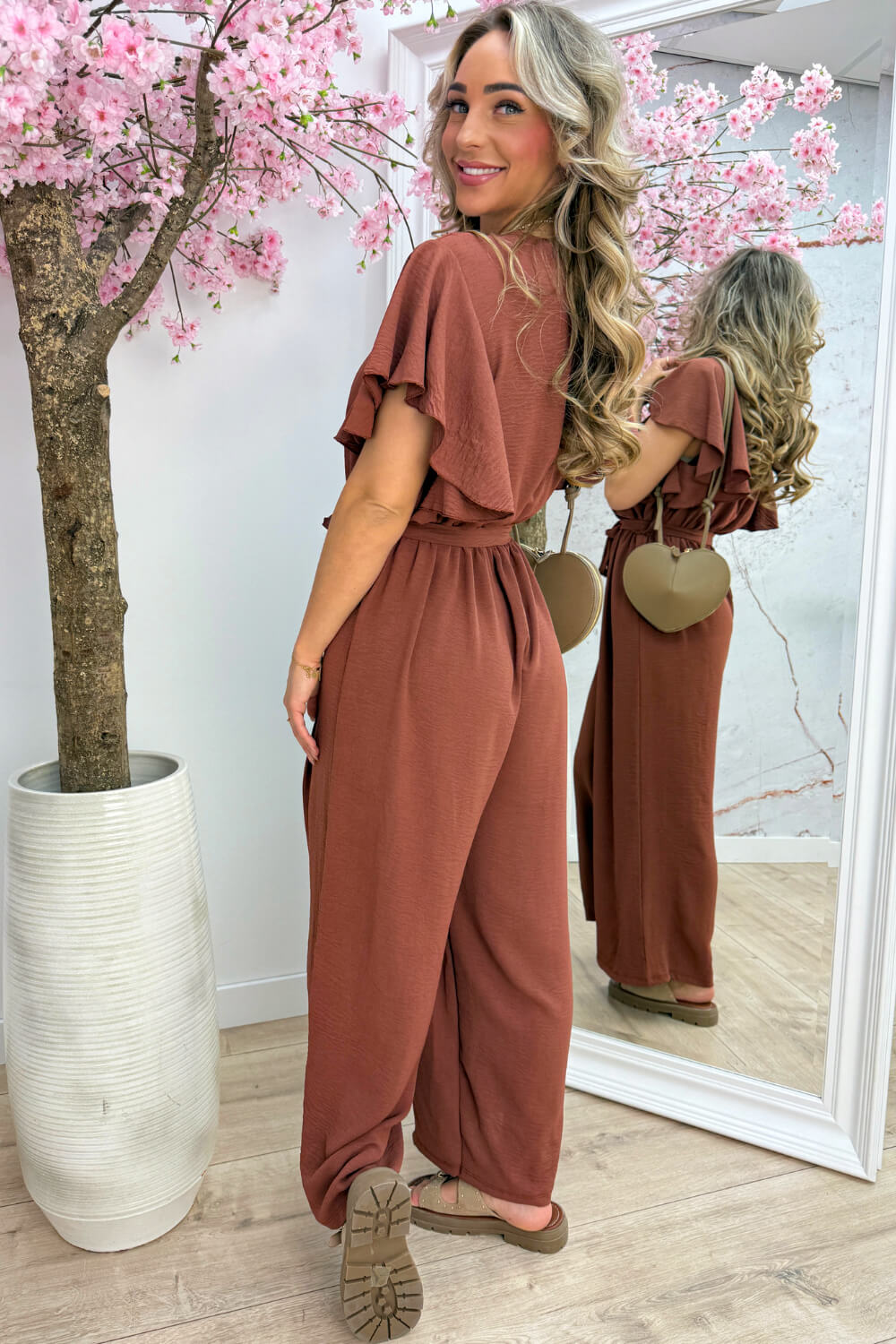 Rio ruffle jumpsuit - Terracotta
