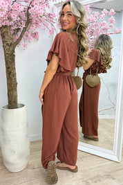 Rio ruffle jumpsuit - Terracotta