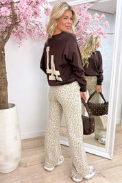 Woven leather look LA sweater - Bruin