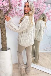 Cable and cuddle trui - Taupe