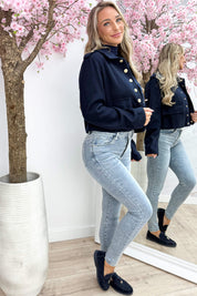 Gold button vilt jacket - Navy