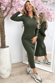 Daily ribbed dress - Army