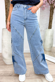 Stars and studs straight leg jeans - Jeans blue