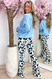 Lace sleeve trui - Sky blue