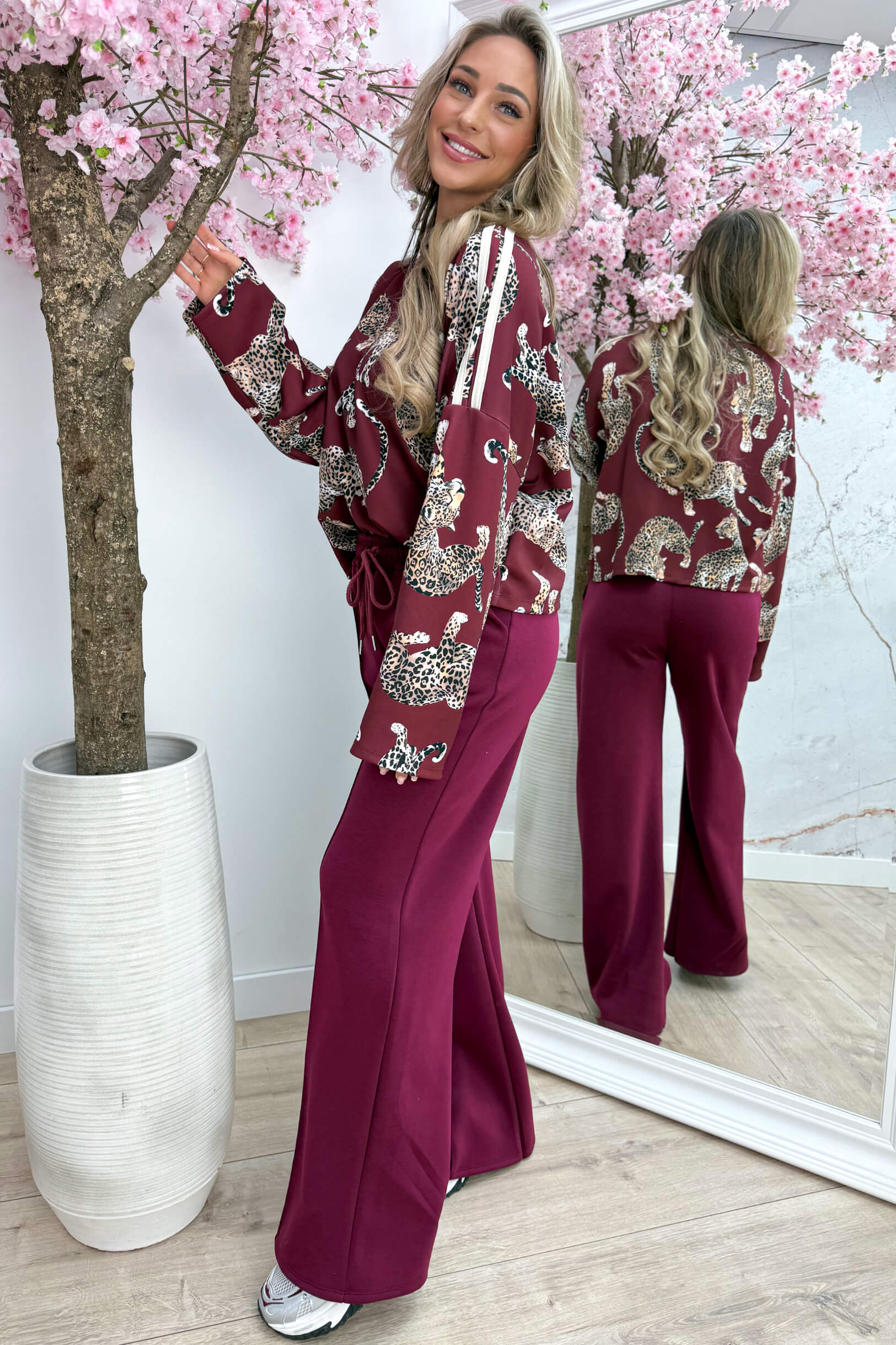 Leopard comfy co-ord - Bordeaux
