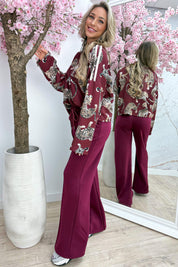 Leopard comfy co-ord - Bordeaux