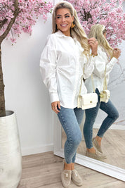 Smocked basic blouse - Wit