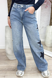 Pearly stars straight leg jeans - Jeans blue