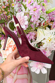 Suede elegance slingback heels - Bordeaux