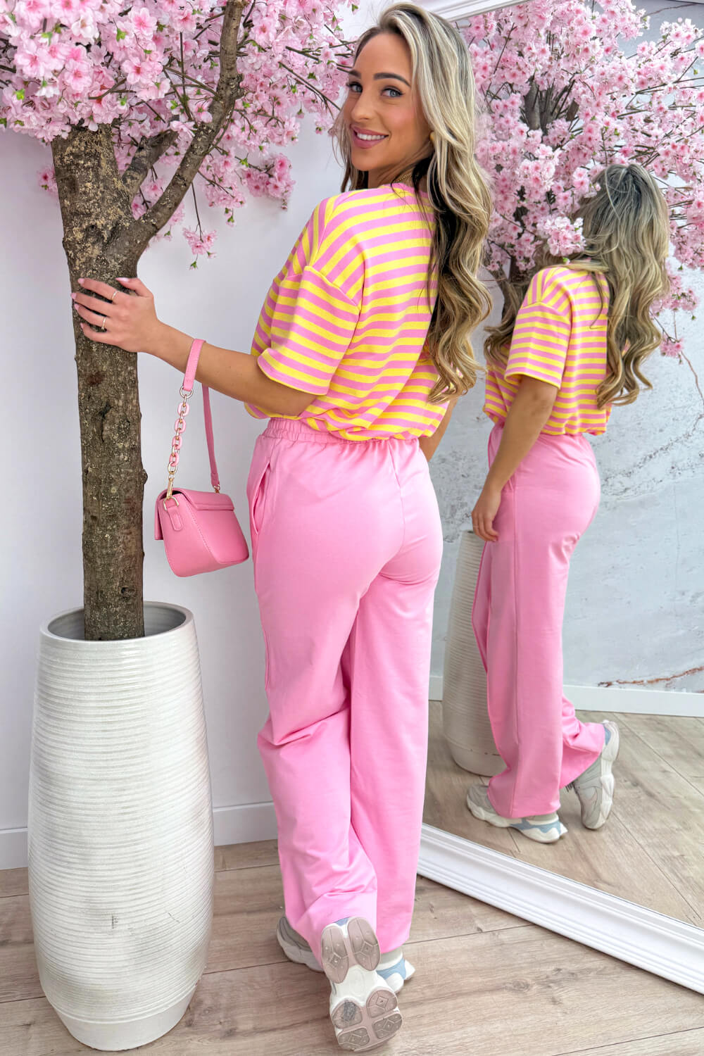 Bonjour stripe T-shirt - Geel