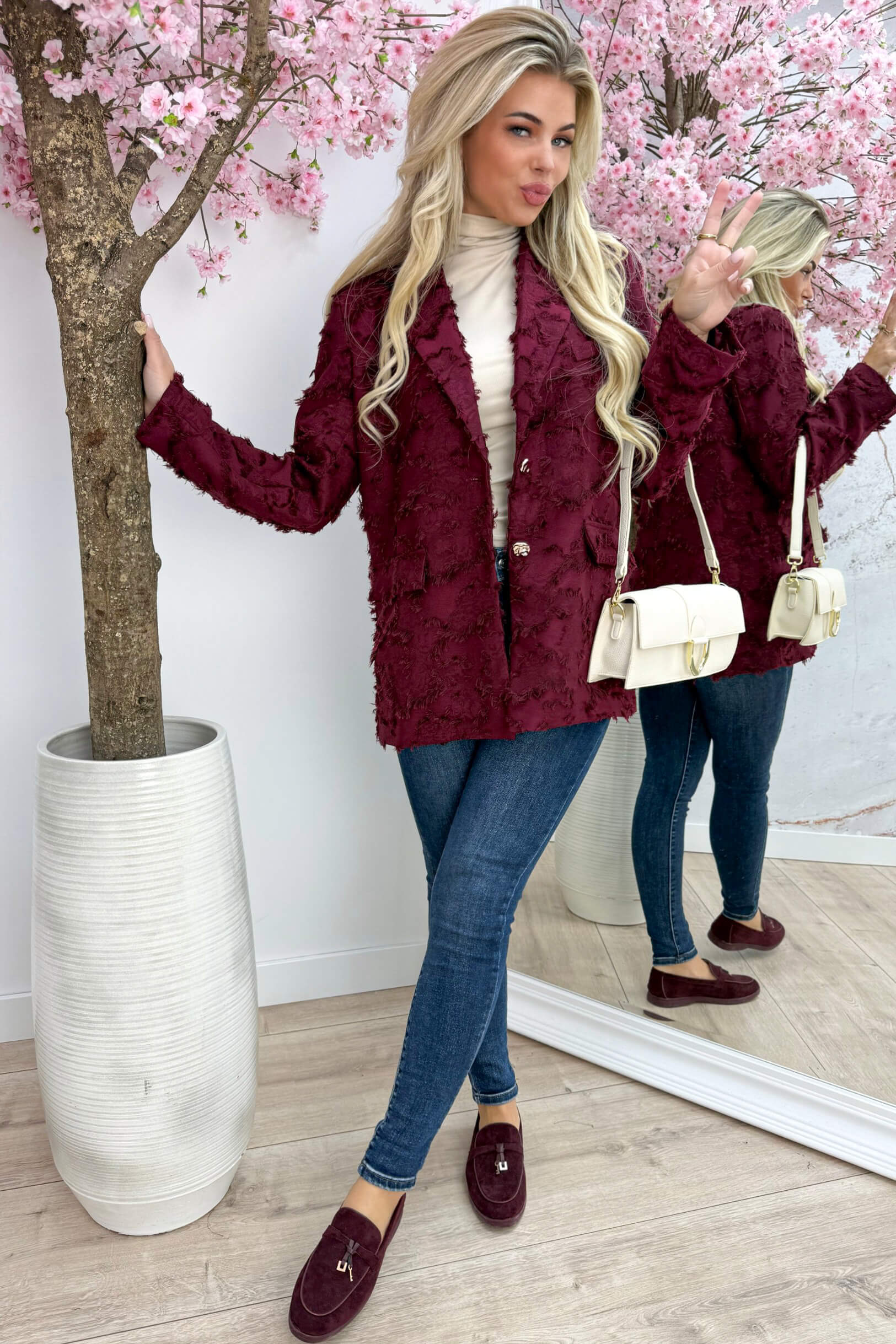 Chic franje blazer - Bordeaux