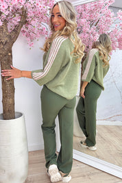 Stripe season knitted trui - Army