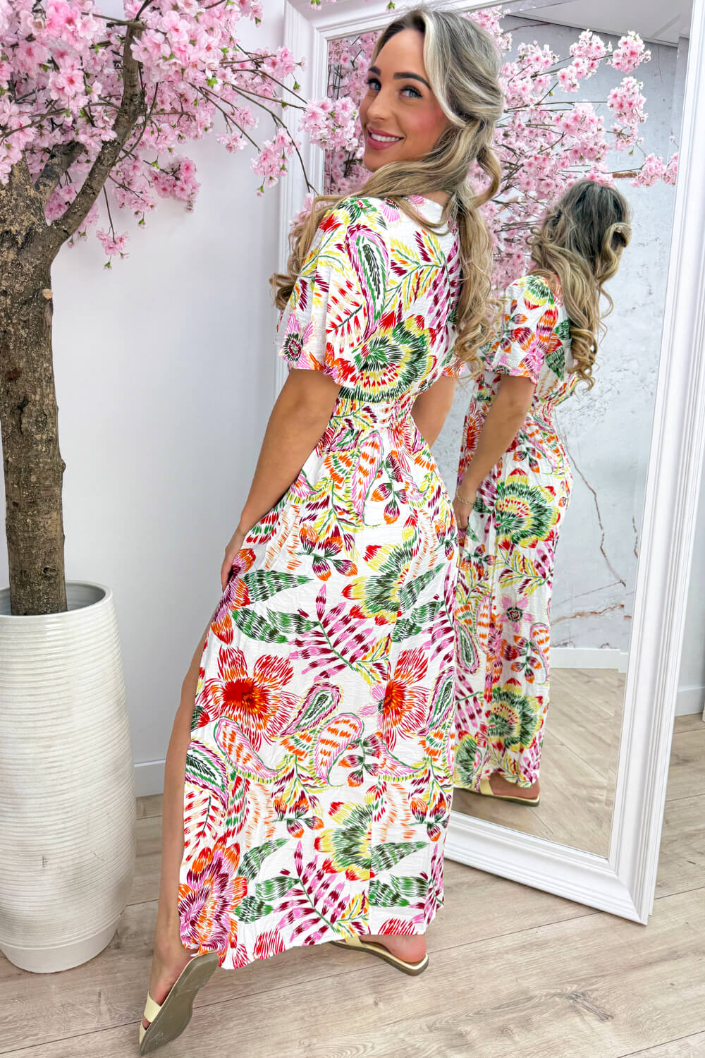 Tropicana maxi split dress - Wit