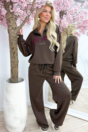 New york zipper comfy co-ord - Bruin