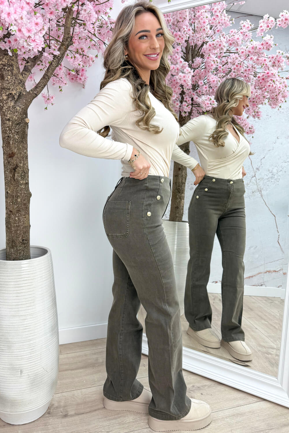 Basic wrap top - Beige