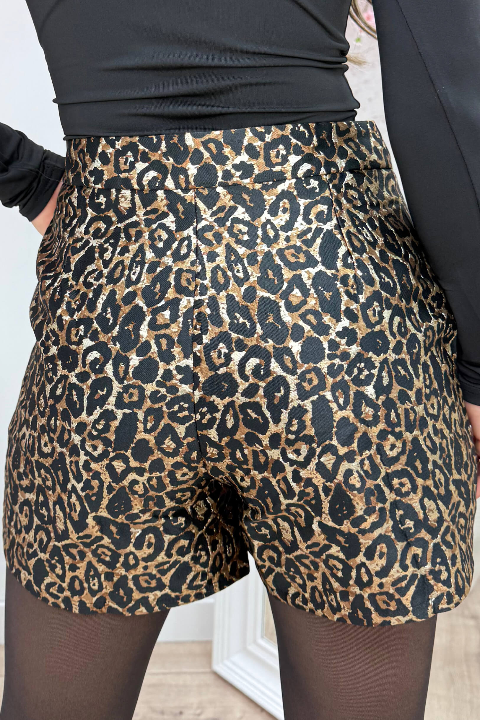 Luxe leopard skort - Zwart