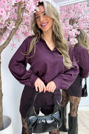 Joyfull silky blouse - Dk. paars