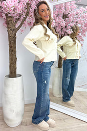 Timeless gold button topje - Beige