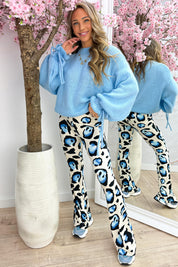 Ruffle bow trui - Sky blue