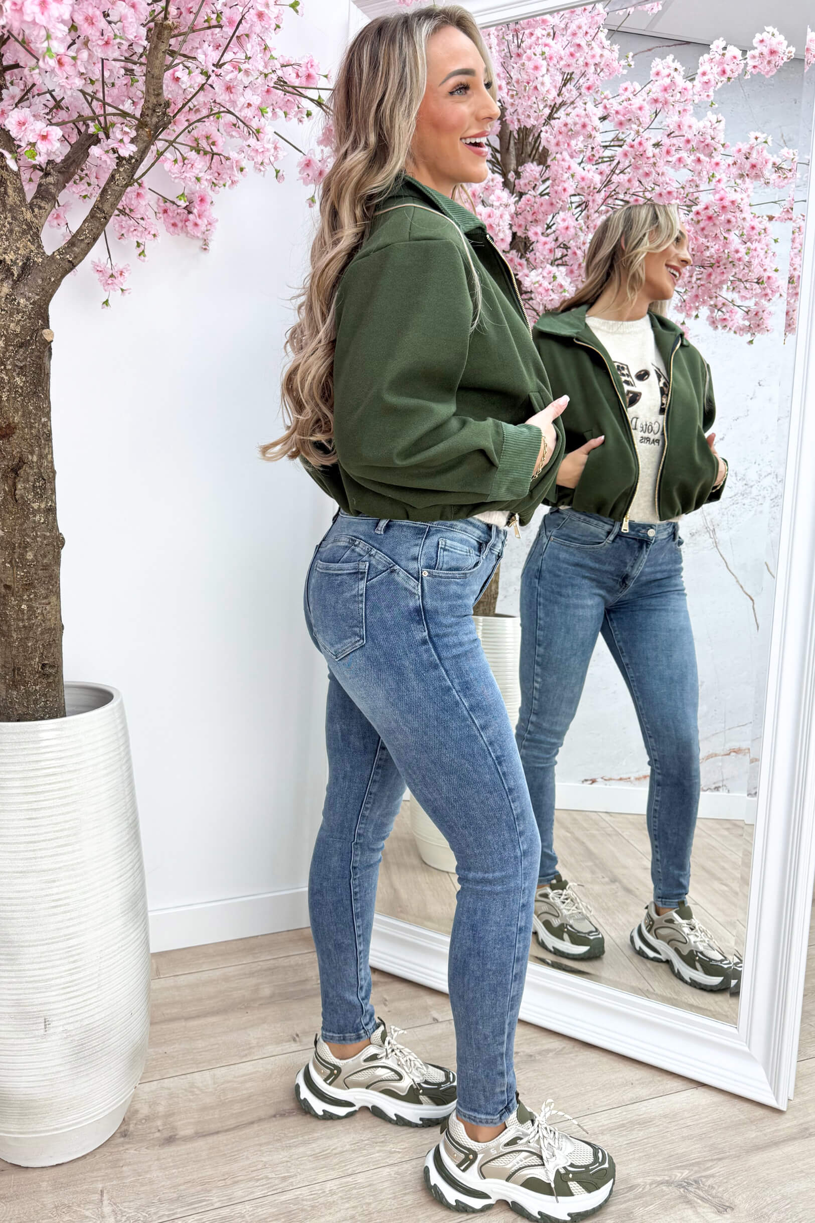 Corduroy vilt bomber - Groen