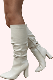 Leather look heels - Beige