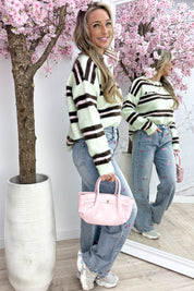 In love with stripes trui - Groen
