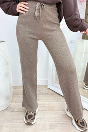 Ribbed comfy pants - Dk. taupe