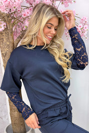 Lace crush topje - Navy