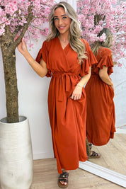 Rio ruffle maxi dress - Roest