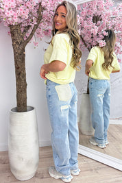 La dolce vita oversized T-shirt - Geel