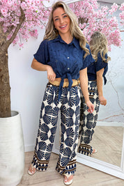 Tulum flowy pants (Incl. riem) - Navy