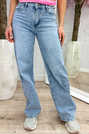 Popular diamond straight leg jeans - Roze